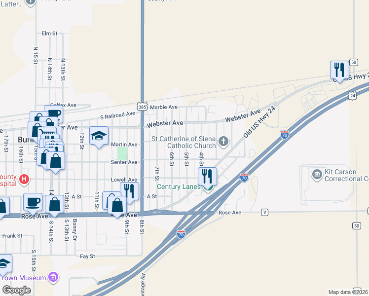 map of restaurants, bars, coffee shops, grocery stores, and more near 465 5th Street in Burlington