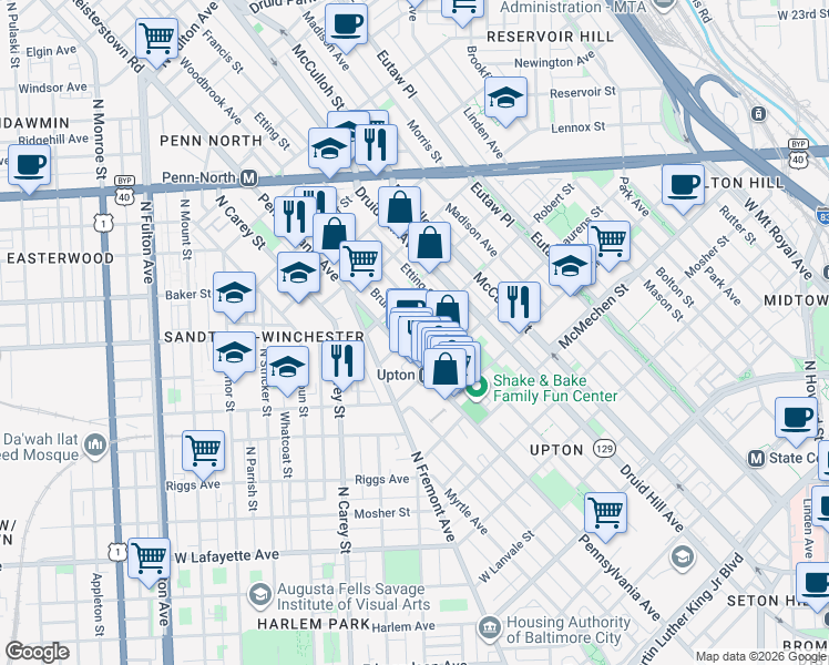 map of restaurants, bars, coffee shops, grocery stores, and more near 101 Independence Avenue Southeast in Washington