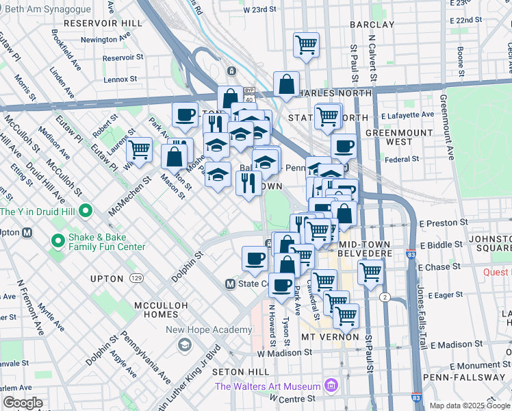 map of restaurants, bars, coffee shops, grocery stores, and more near 101 Independence Avenue Southeast in Washington