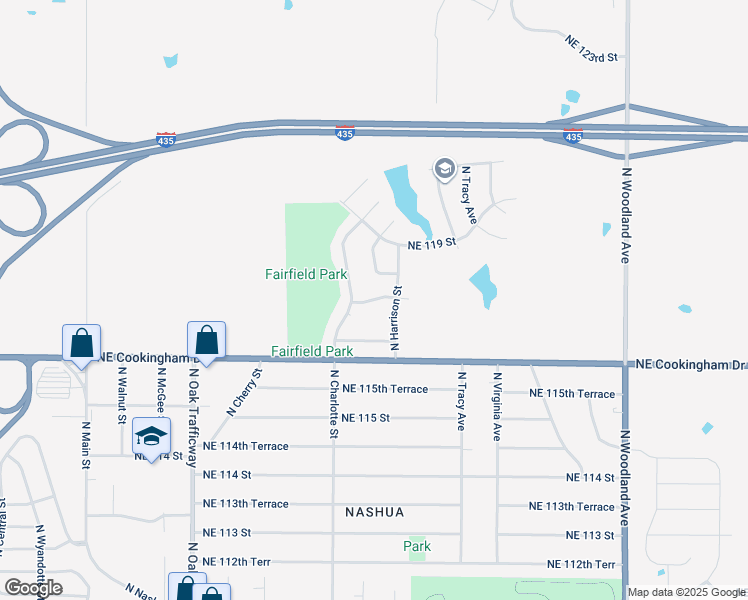 map of restaurants, bars, coffee shops, grocery stores, and more near 902 Northeast 117 Street in Kansas City