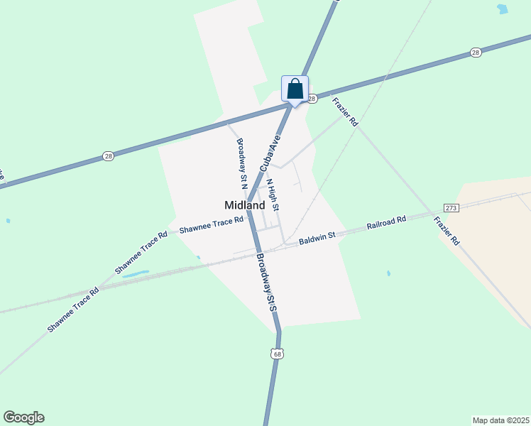 map of restaurants, bars, coffee shops, grocery stores, and more near 106 Branch St in Midland
