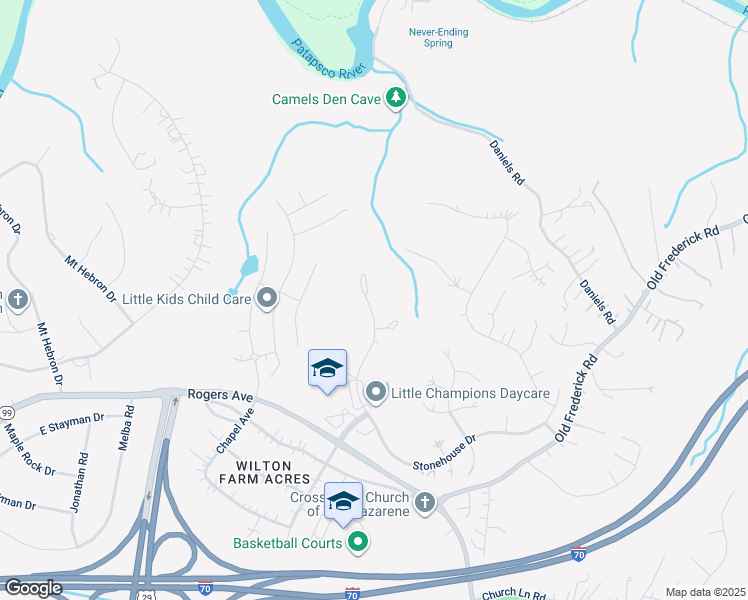 map of restaurants, bars, coffee shops, grocery stores, and more near 8800 Stonehouse Drive in Ellicott City