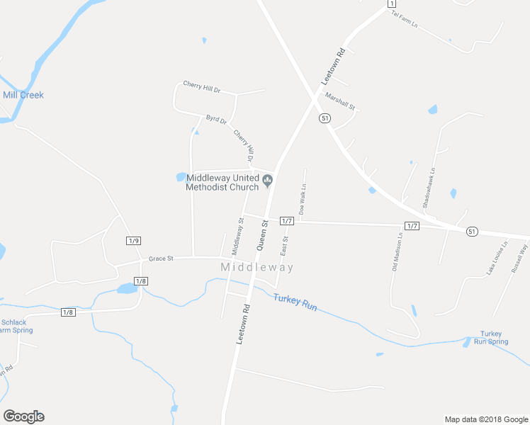 map of restaurants, bars, coffee shops, grocery stores, and more near 7379 Queen Street in Kearneysville