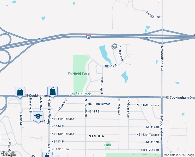 map of restaurants, bars, coffee shops, grocery stores, and more near 902 Northeast 117 Street in Kansas City