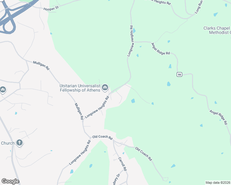 map of restaurants, bars, coffee shops, grocery stores, and more near 203 Longview Heights Road in Athens