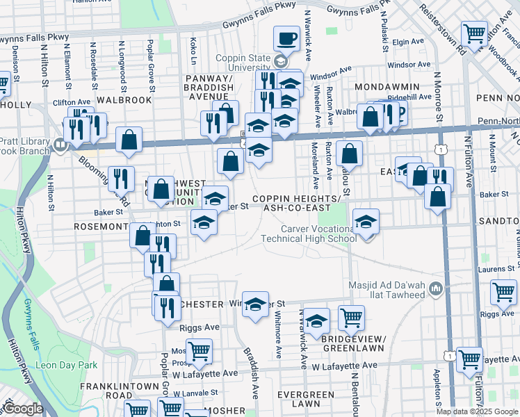 map of restaurants, bars, coffee shops, grocery stores, and more near 101 Independence Avenue Southeast in Washington