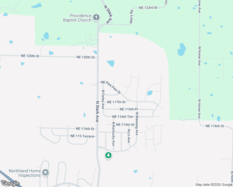 map of restaurants, bars, coffee shops, grocery stores, and more near 8814 Northeast 117th Terrace in Kansas City