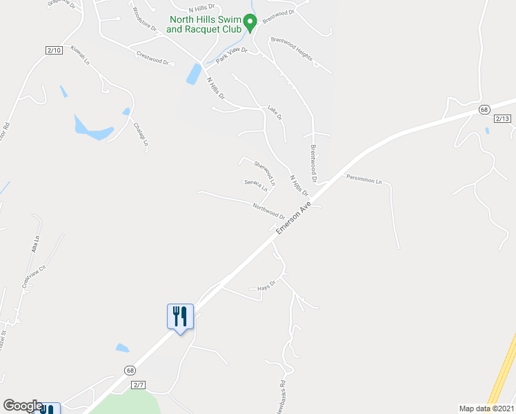 map of restaurants, bars, coffee shops, grocery stores, and more near 4 Northwood Drive in Parkersburg
