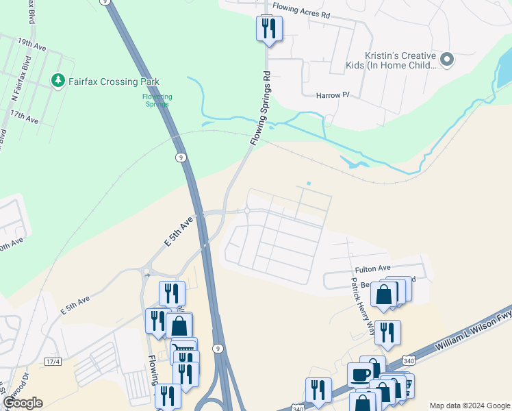 map of restaurants, bars, coffee shops, grocery stores, and more near 111 Mountain Laurel Boulevard in Ranson