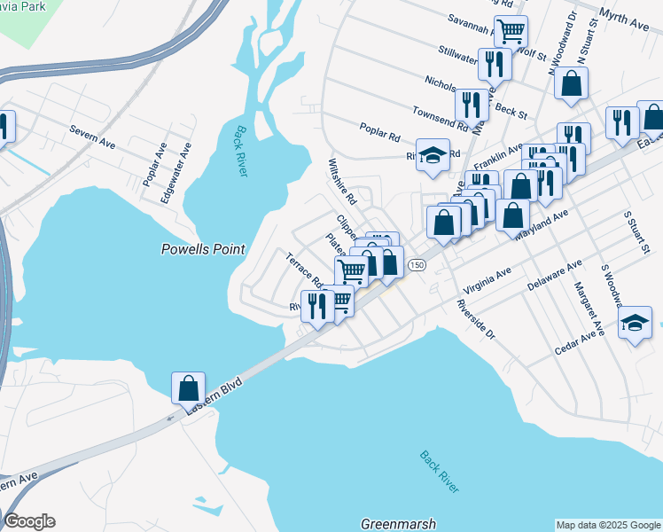 map of restaurants, bars, coffee shops, grocery stores, and more near 9 Crafton Road in Essex