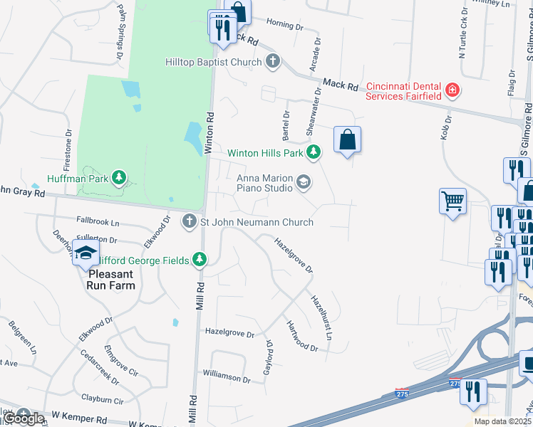 map of restaurants, bars, coffee shops, grocery stores, and more near 82 Today Drive in Fairfield