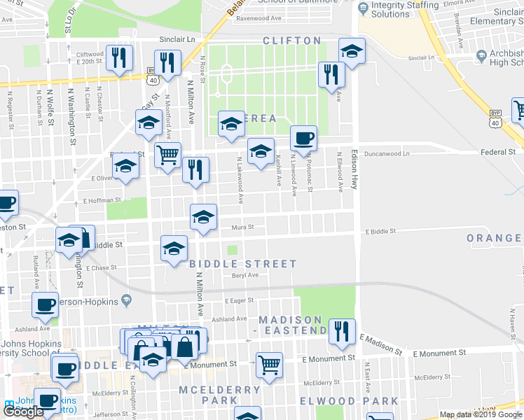 map of restaurants, bars, coffee shops, grocery stores, and more near 101 Independence Avenue Southeast in Washington