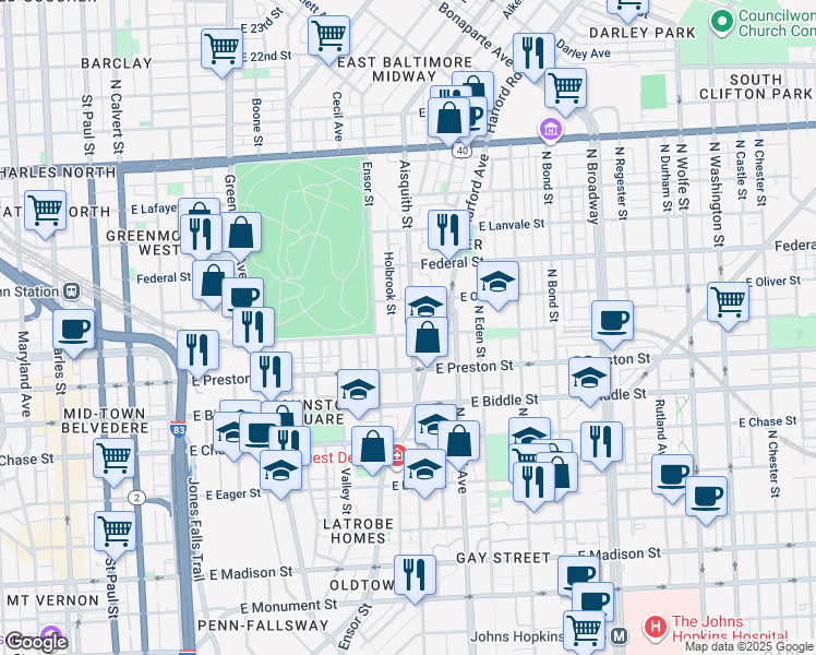 map of restaurants, bars, coffee shops, grocery stores, and more near 101 Independence Avenue Southeast in Washington