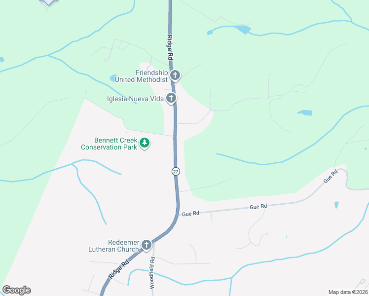map of restaurants, bars, coffee shops, grocery stores, and more near 27407 Ridge Road in Damascus