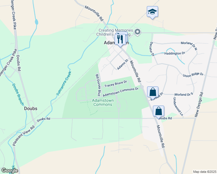 map of restaurants, bars, coffee shops, grocery stores, and more near 5505 Tracey Bruce Drive in Adamstown