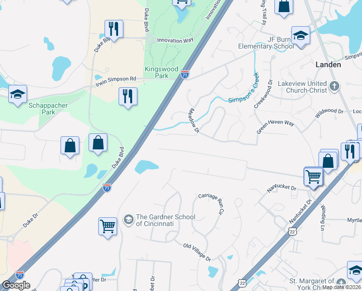 map of restaurants, bars, coffee shops, grocery stores, and more near 4011 Townsley Drive in Loveland