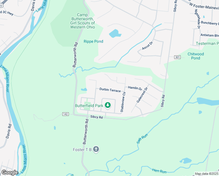 map of restaurants, bars, coffee shops, grocery stores, and more near 1221 Durbin Terrace in Maineville