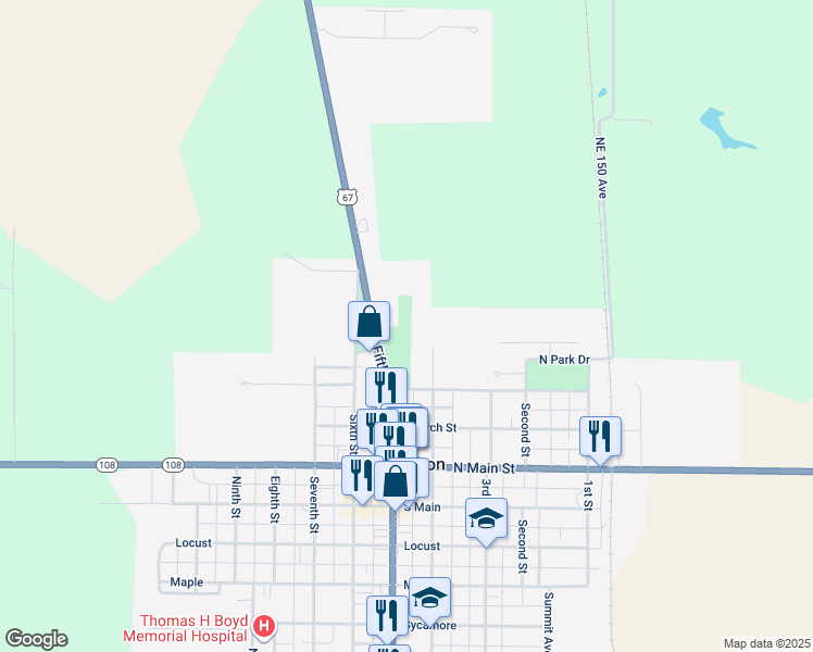 map of restaurants, bars, coffee shops, grocery stores, and more near 48 North 5th Street in Carrollton