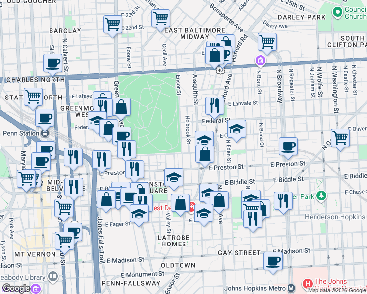 map of restaurants, bars, coffee shops, grocery stores, and more near 101 Independence Avenue Southeast in Washington