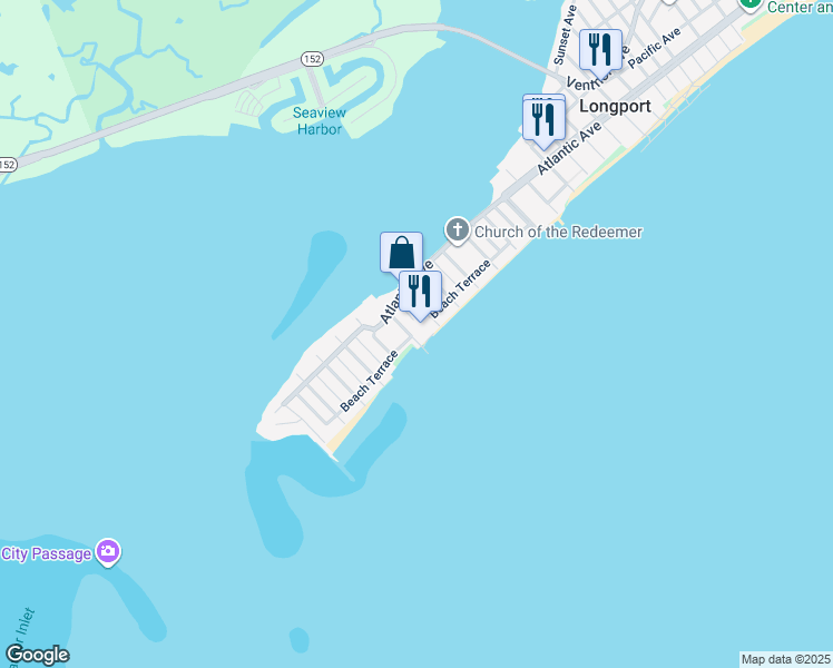 map of restaurants, bars, coffee shops, grocery stores, and more near 102 South 17th Avenue in Longport