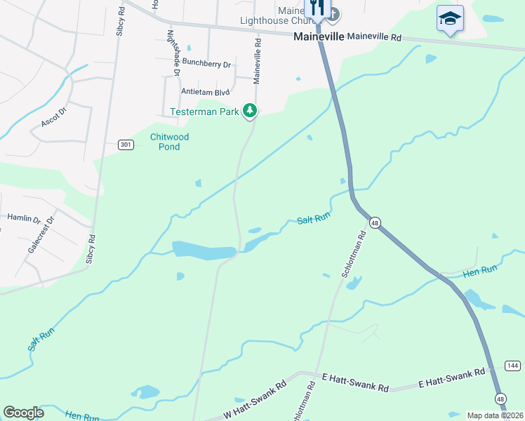 map of restaurants, bars, coffee shops, grocery stores, and more near 8708 Maineville Road in Maineville