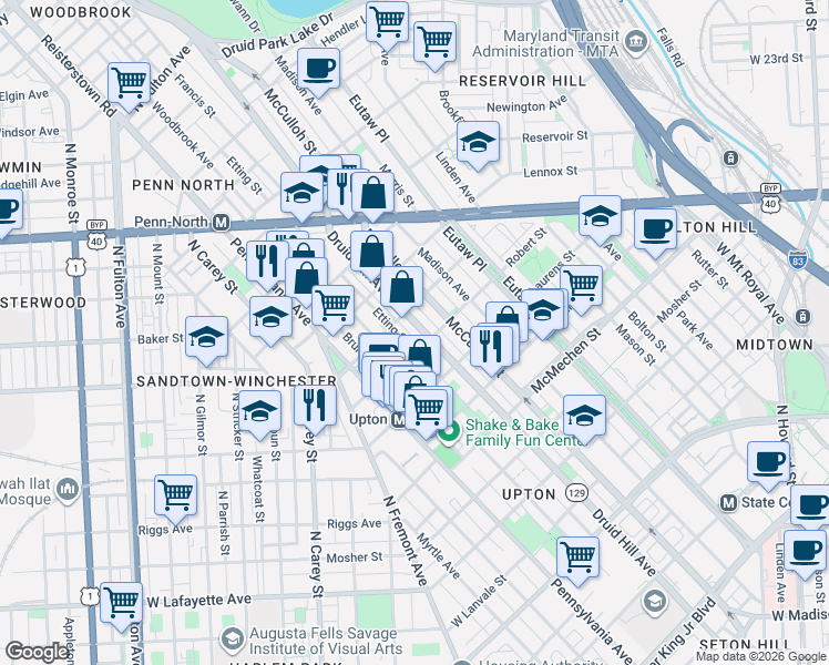 map of restaurants, bars, coffee shops, grocery stores, and more near 101 Independence Avenue Southeast in Washington