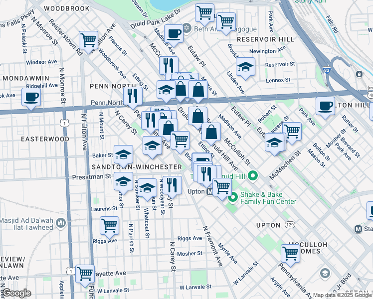 map of restaurants, bars, coffee shops, grocery stores, and more near 101 Independence Avenue Southeast in Washington