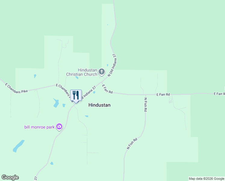 map of restaurants, bars, coffee shops, grocery stores, and more near 4025 East Farr Road in Bloomington