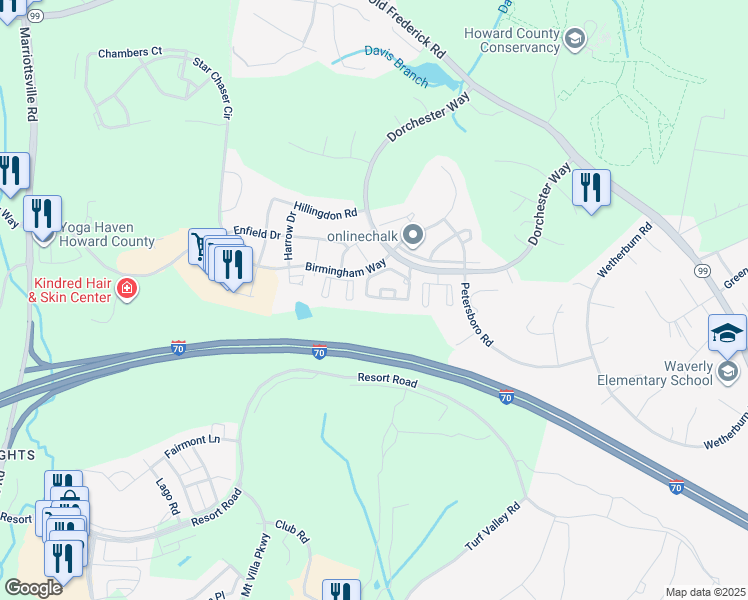 map of restaurants, bars, coffee shops, grocery stores, and more near 2115 Ganton Green in Woodstock
