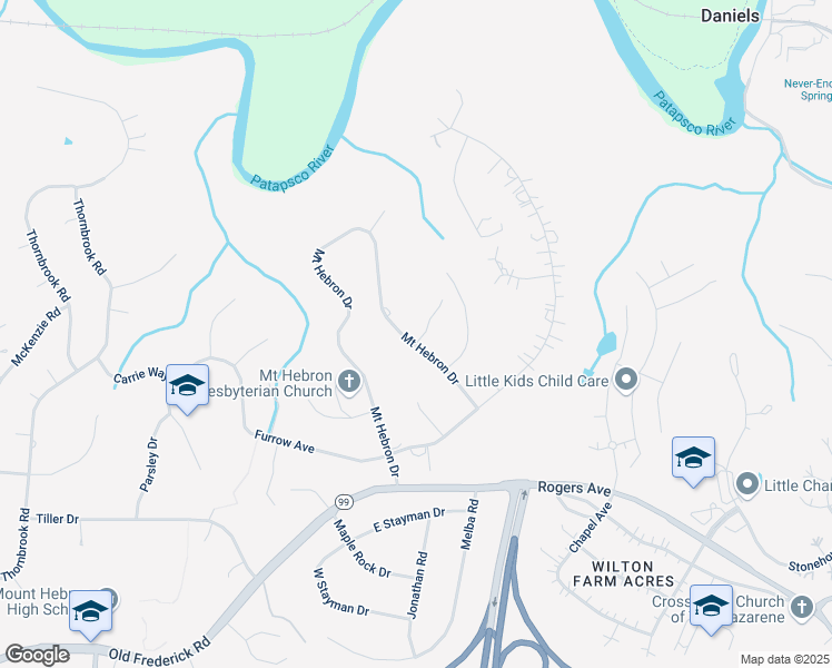 map of restaurants, bars, coffee shops, grocery stores, and more near 2090 Mount Hebron Drive in Ellicott City