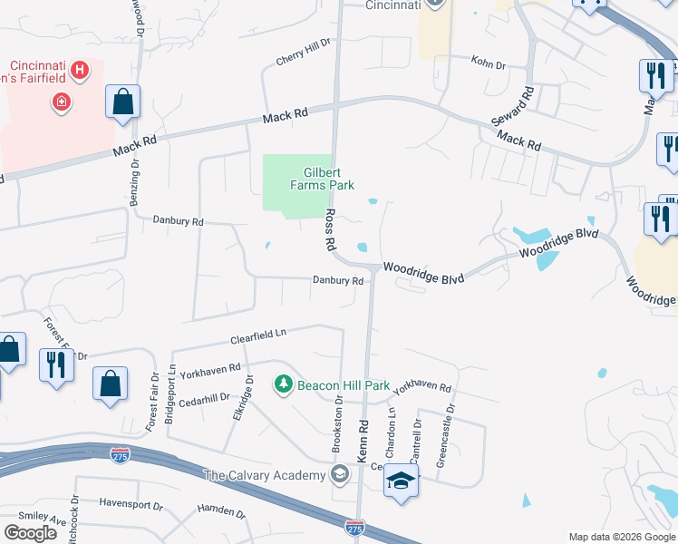 map of restaurants, bars, coffee shops, grocery stores, and more near 3528 Danbury Road in Fairfield