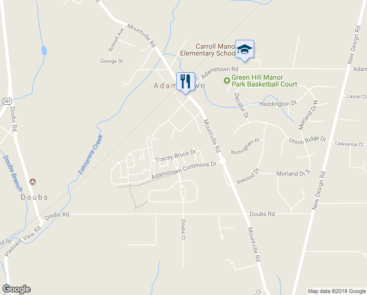 map of restaurants, bars, coffee shops, grocery stores, and more near 5516 Tracey Bruce Drive in Adamstown