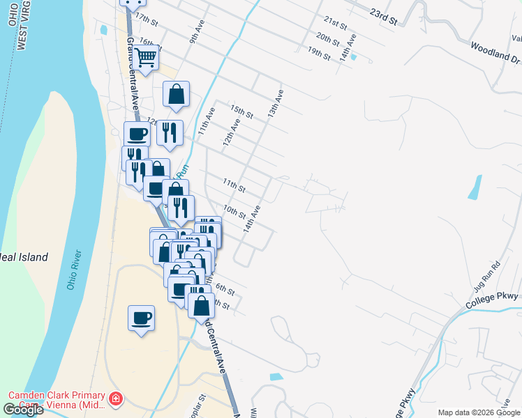 map of restaurants, bars, coffee shops, grocery stores, and more near 1009 14th Ave in Vienna