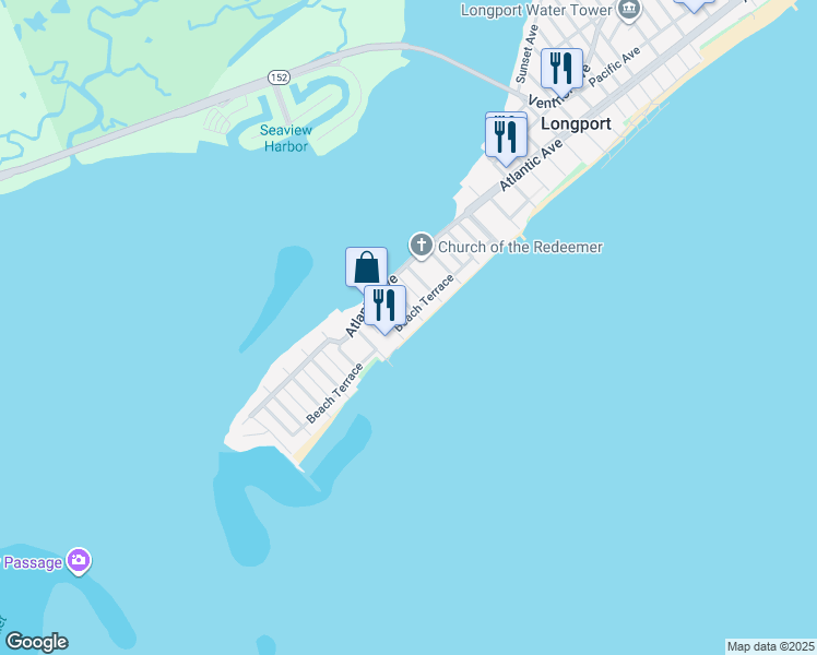 map of restaurants, bars, coffee shops, grocery stores, and more near 118 South 18th Avenue in Longport
