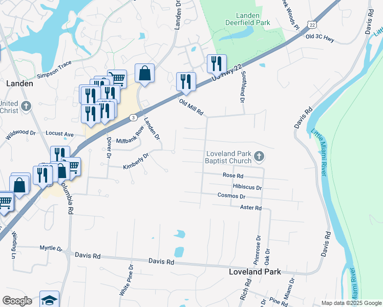 map of restaurants, bars, coffee shops, grocery stores, and more near 2589 Hollyhock Road in Loveland