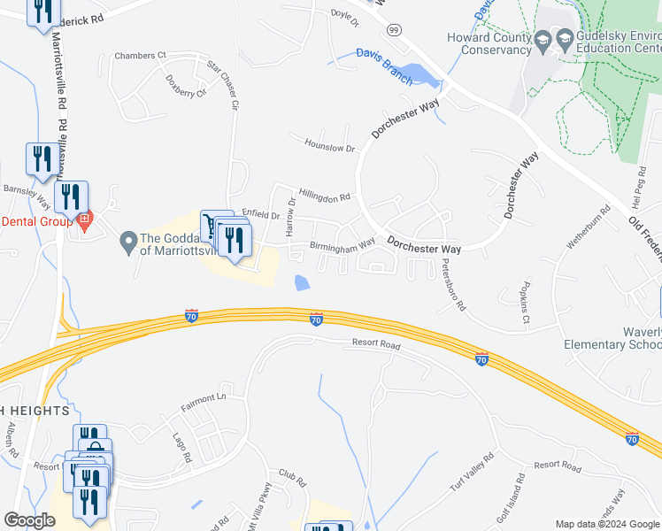 map of restaurants, bars, coffee shops, grocery stores, and more near 2154 Turn Berry Way in Woodstock