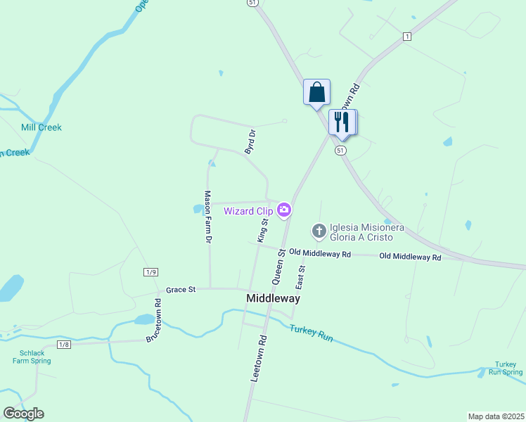 map of restaurants, bars, coffee shops, grocery stores, and more near 369 King St in Jefferson