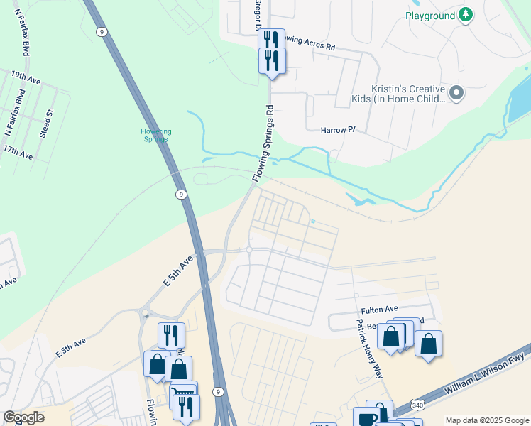 map of restaurants, bars, coffee shops, grocery stores, and more near 55 Rolling Branch Drive in Ranson