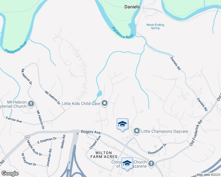 map of restaurants, bars, coffee shops, grocery stores, and more near 2503 Vineyard Springs Way in Ellicott City