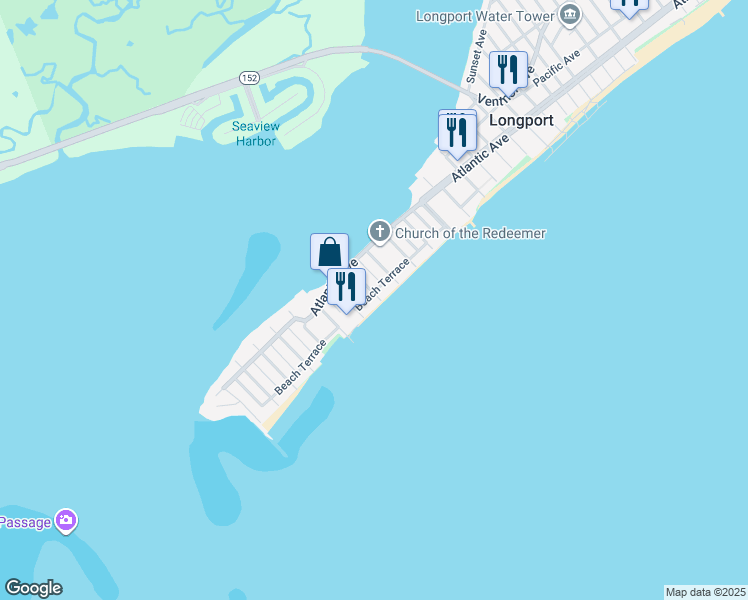 map of restaurants, bars, coffee shops, grocery stores, and more near 118 South 18th Avenue in Longport