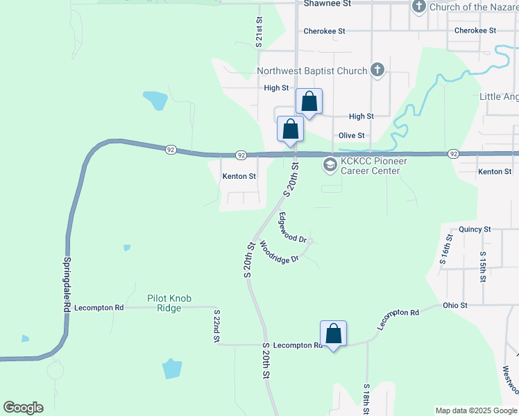 map of restaurants, bars, coffee shops, grocery stores, and more near 1018 South 21st Court in Leavenworth