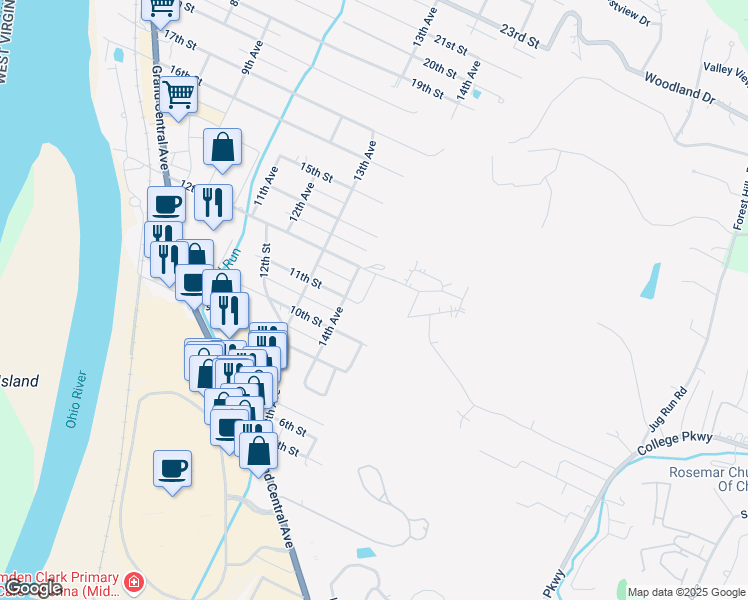 map of restaurants, bars, coffee shops, grocery stores, and more near 1500 Hillview Terrace in Vienna