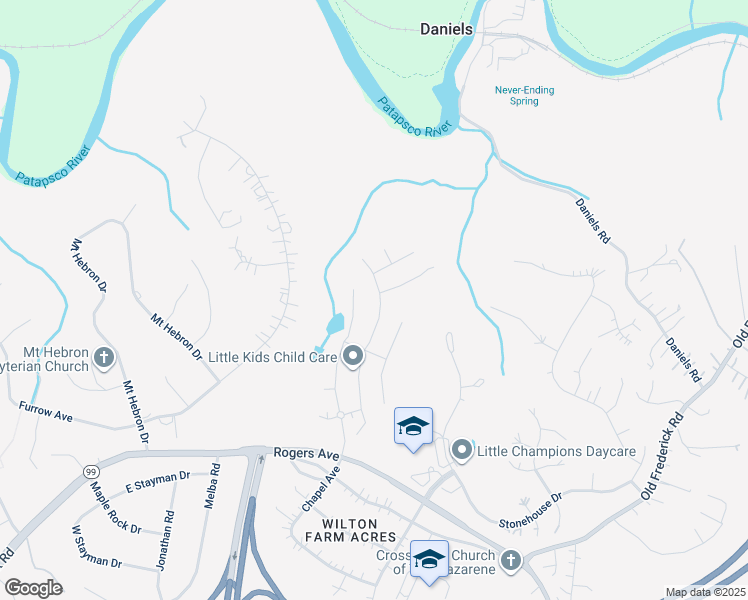 map of restaurants, bars, coffee shops, grocery stores, and more near 2507 Vineyard Springs Way in Ellicott City