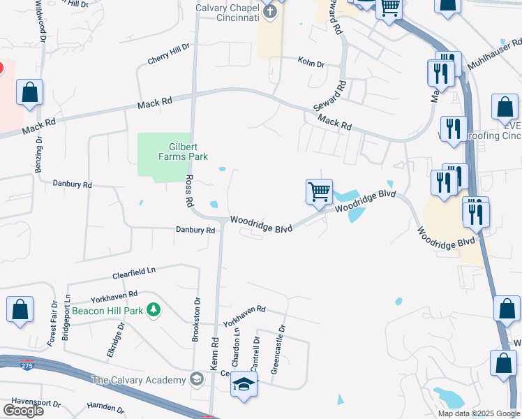 map of restaurants, bars, coffee shops, grocery stores, and more near 10 Westwood Drive in Fairfield