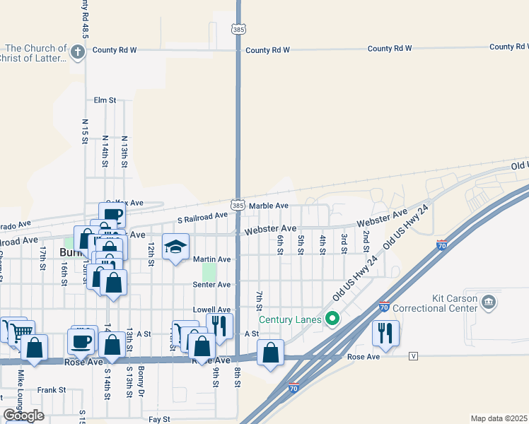 map of restaurants, bars, coffee shops, grocery stores, and more near 636 Webster Avenue in Burlington