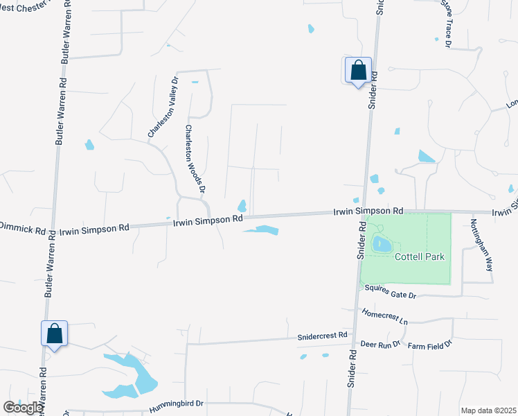 map of restaurants, bars, coffee shops, grocery stores, and more near 6351 Irwin Simpson Road in Mason