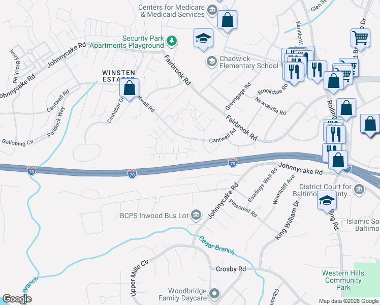 map of restaurants, bars, coffee shops, grocery stores, and more near 1 Rand Court in Woodlawn
