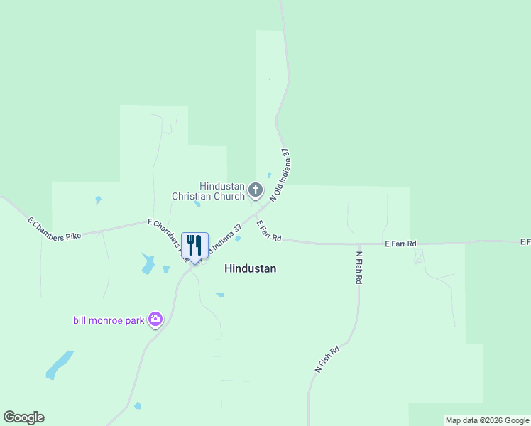 map of restaurants, bars, coffee shops, grocery stores, and more near 4025 E Farr Rd in Bloomington