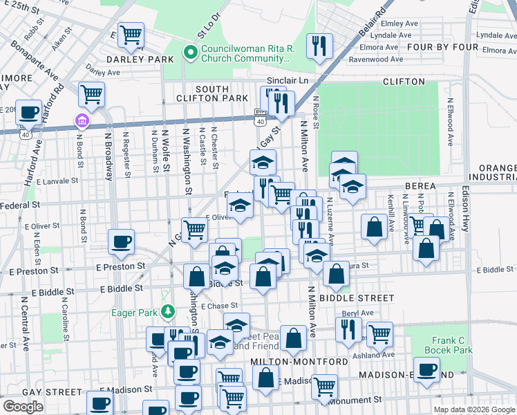 map of restaurants, bars, coffee shops, grocery stores, and more near 101 Independence Avenue Southeast in Washington