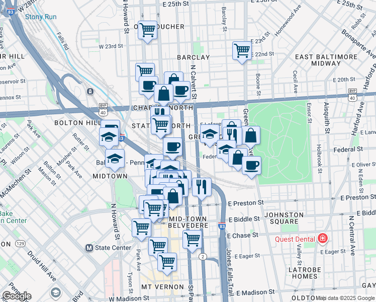 map of restaurants, bars, coffee shops, grocery stores, and more near 101 Independence Avenue Southeast in Washington